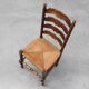 Rustic Oak Ladder-Back Chair with Rush Seat and Cabriole Front Legs, France