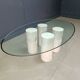 Vintage travertine and glass coffee table, 1970s