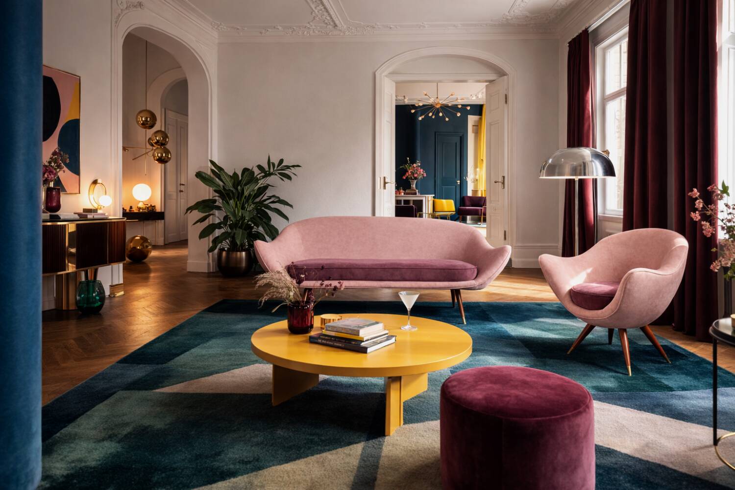 Vintage Mid-Century Space Age Velour Lounge Set from Paged, 1972, Set of 3