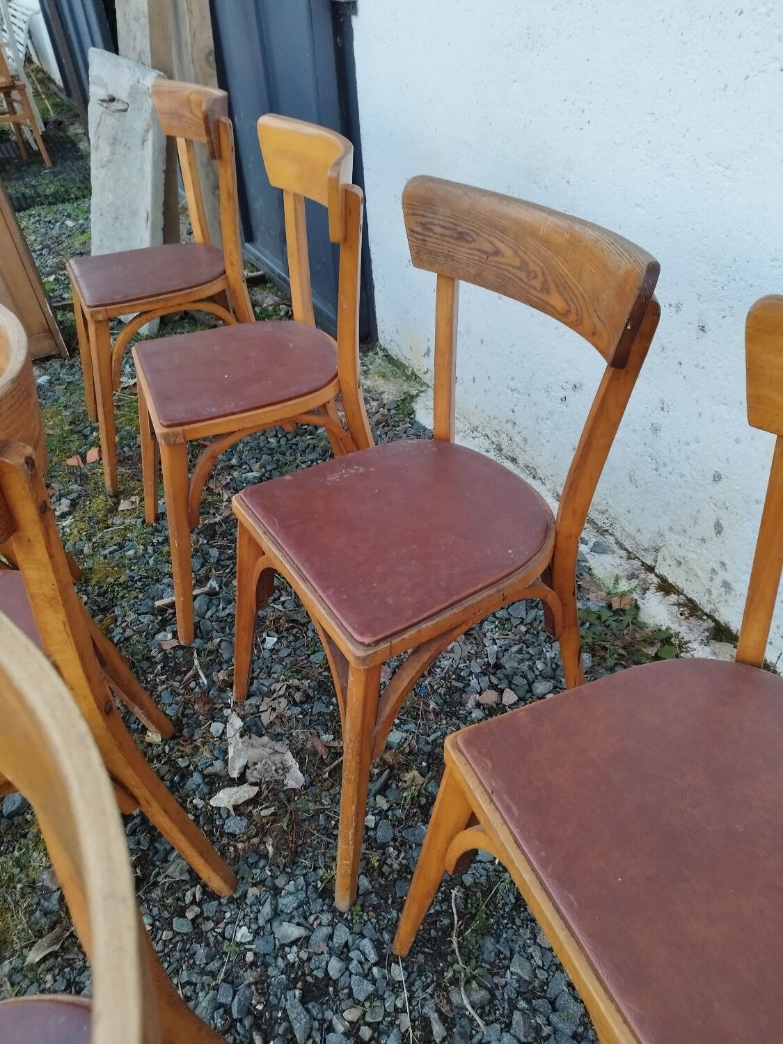 Set of  8 chairs bistro bar kitchen wood