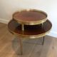 Tripod gueridon in neoclassical style made of mahogany, brass, and a golden metal base.