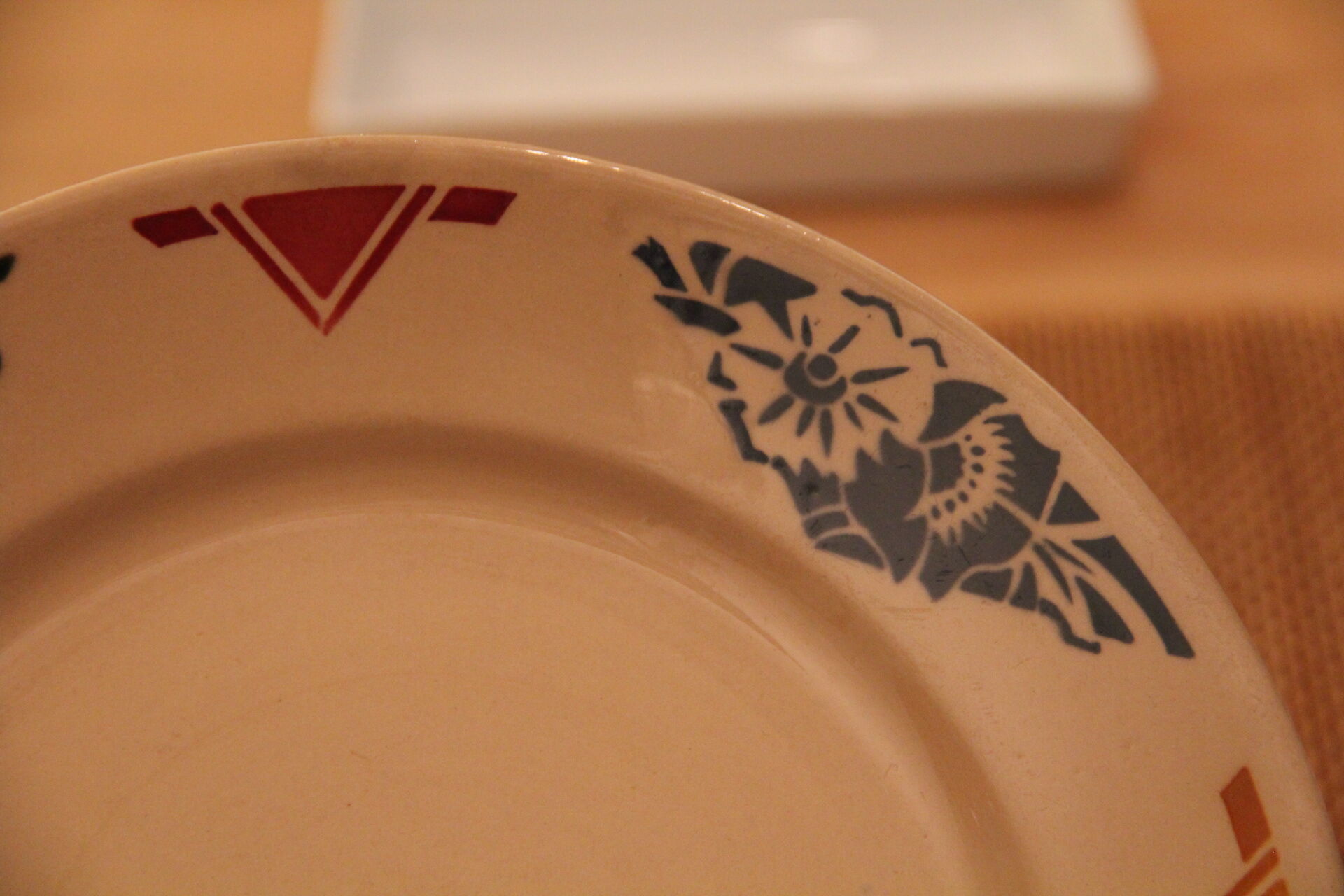 Old dessert plate in earthenware