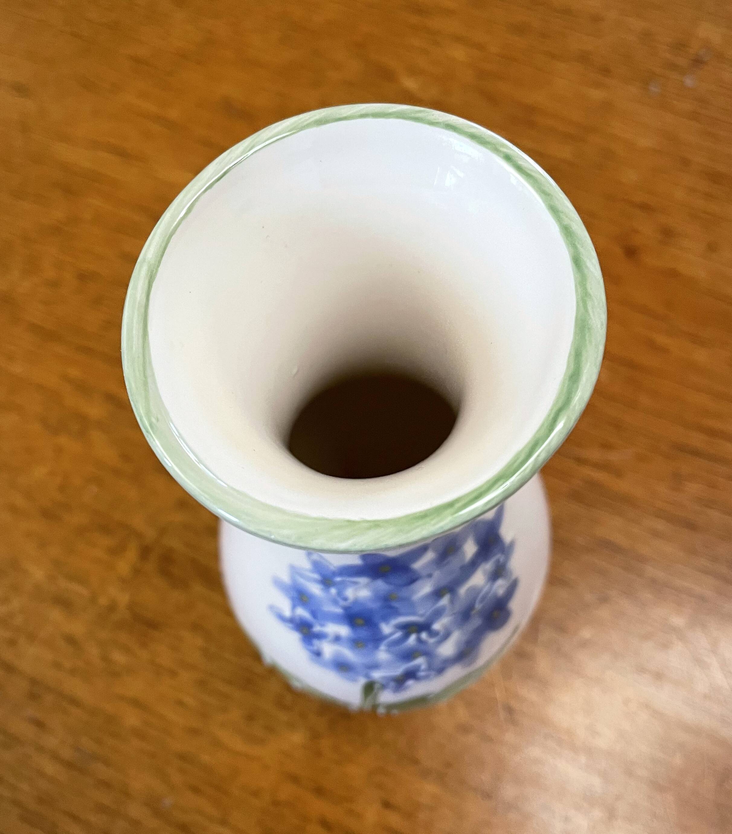 Porcelain Vase with Relief Painting of Forget Me Nots