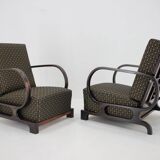 1930s Pair of Restored Art Deco Adjustable Armchairs, Czechoslovakia