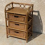 Cabinet with vintage rattan drawers