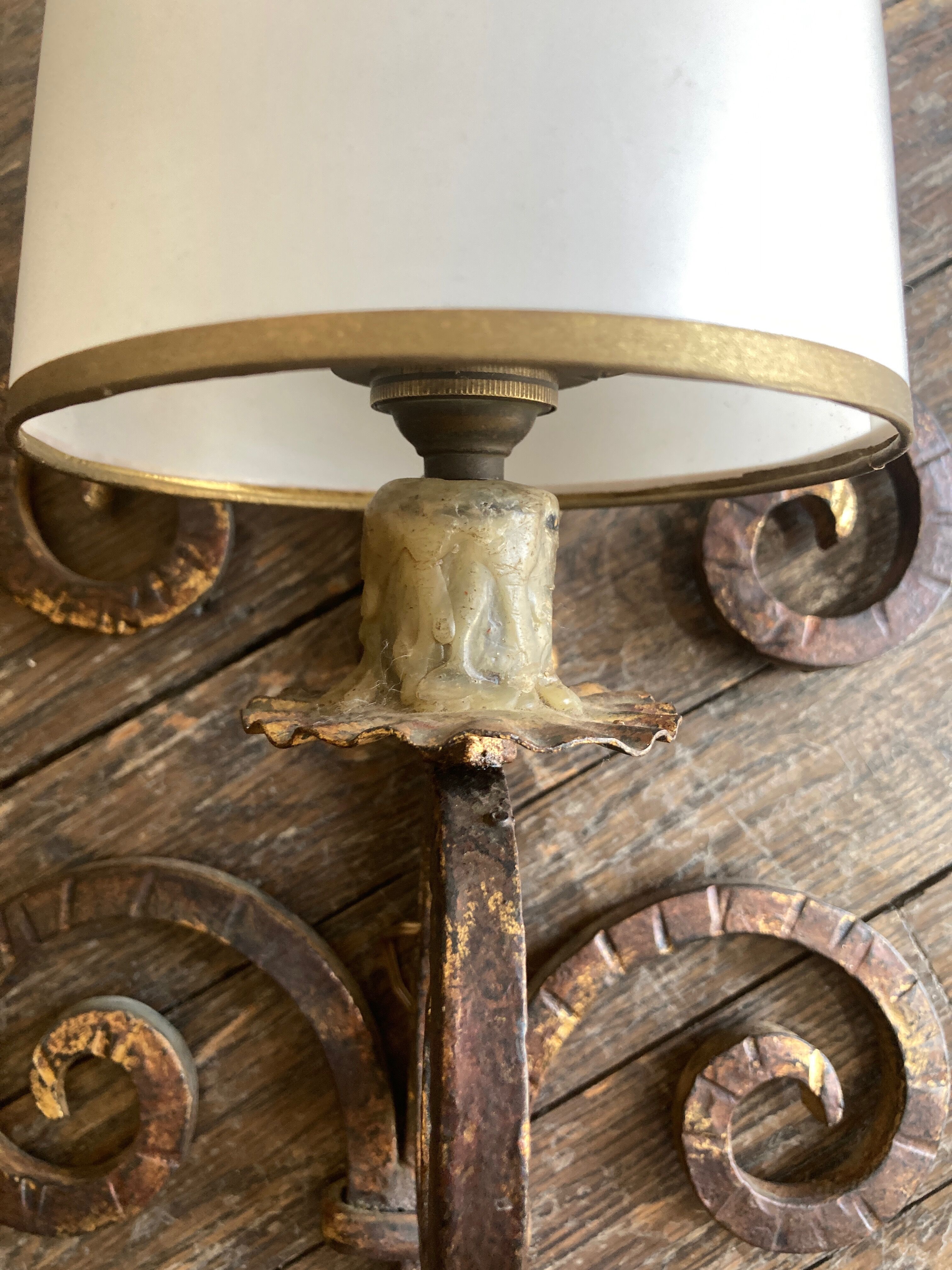 XXL wall lamp in gilded iron Italian work 1960