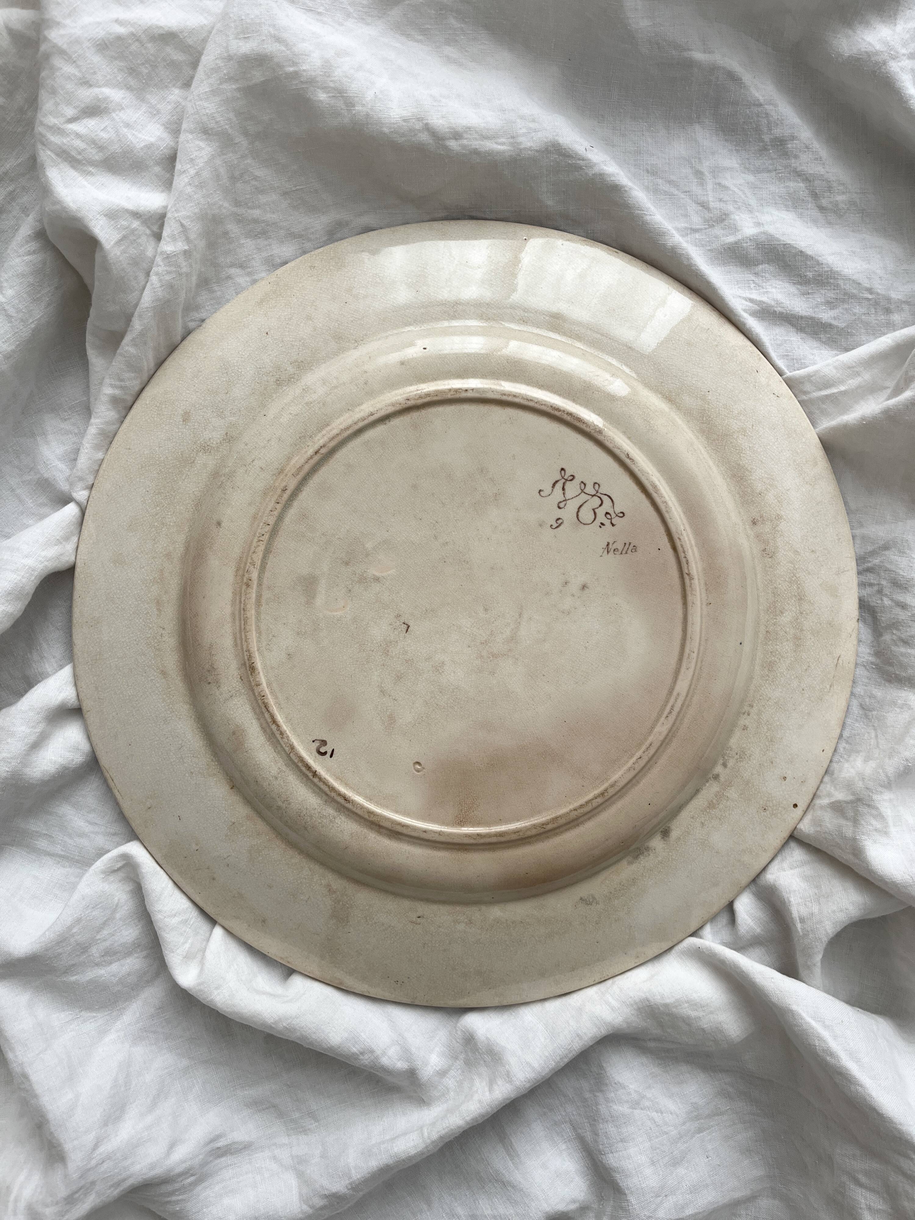 Plat rond polychrome "Nella" Jules Vieillard Bordeaux