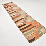 Tribal Pattern Vintage Kilim Runner Rug, 80x347Cm