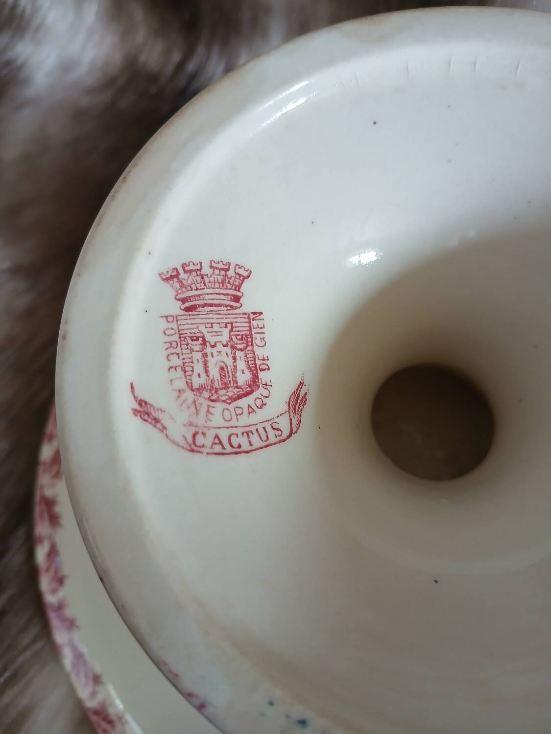 Antique compote dish in Gien ironstone.