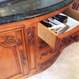Louis XV cherry style sideboard with green marble