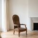 Classic Voltaire Armchair in Wood and Brown Fabric
