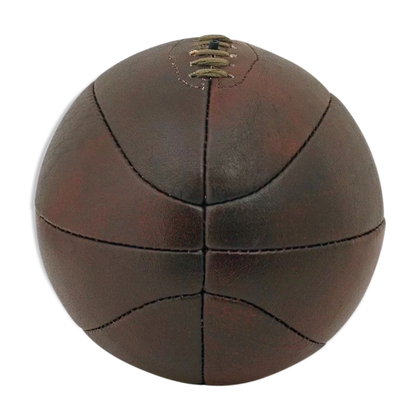Ballon de basketball, vintage, en cuir, avec lacet sur le dessus | Selency