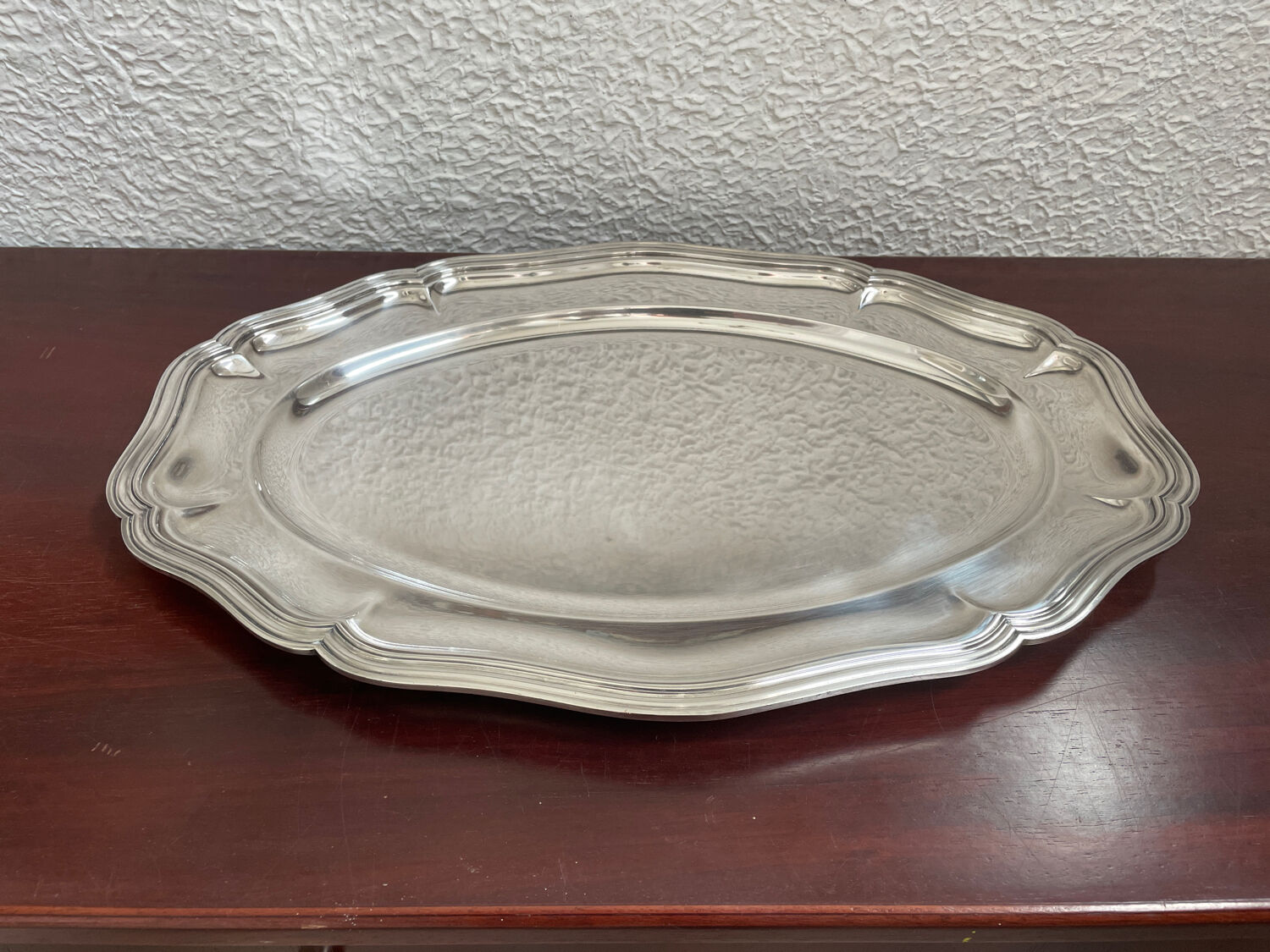 Large plate in silver metal goldsmith Orbrille 51 x 35 cm.
