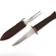Fish knife and fork with a wooden and brass sheath sculpture.