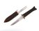 Fish knife and fork with a wooden and brass sheath sculpture.