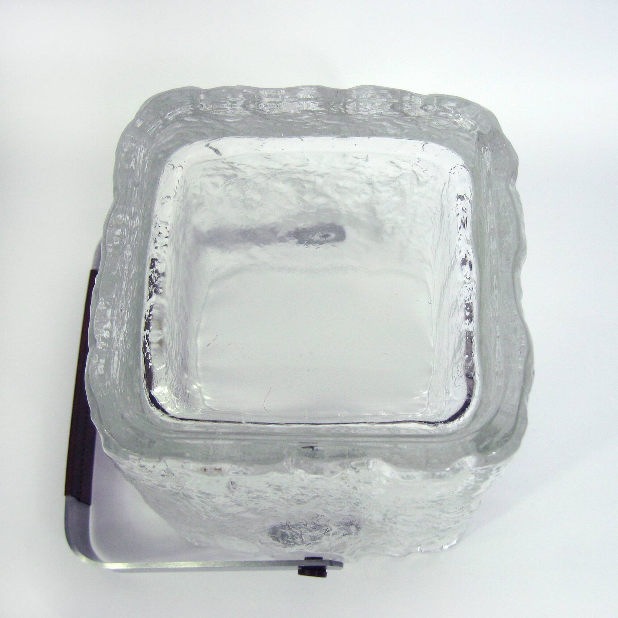 Molded glass whisky service - ice bark decoration - Frostfire Hoya Mikasa - vintage 1980s