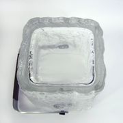 Molded glass whisky service - ice bark decoration - Frostfire Hoya Mikasa - vintage 1980s