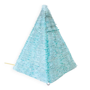 Large vintage pyramid lamp in metal and glass – Sculptural design from the year