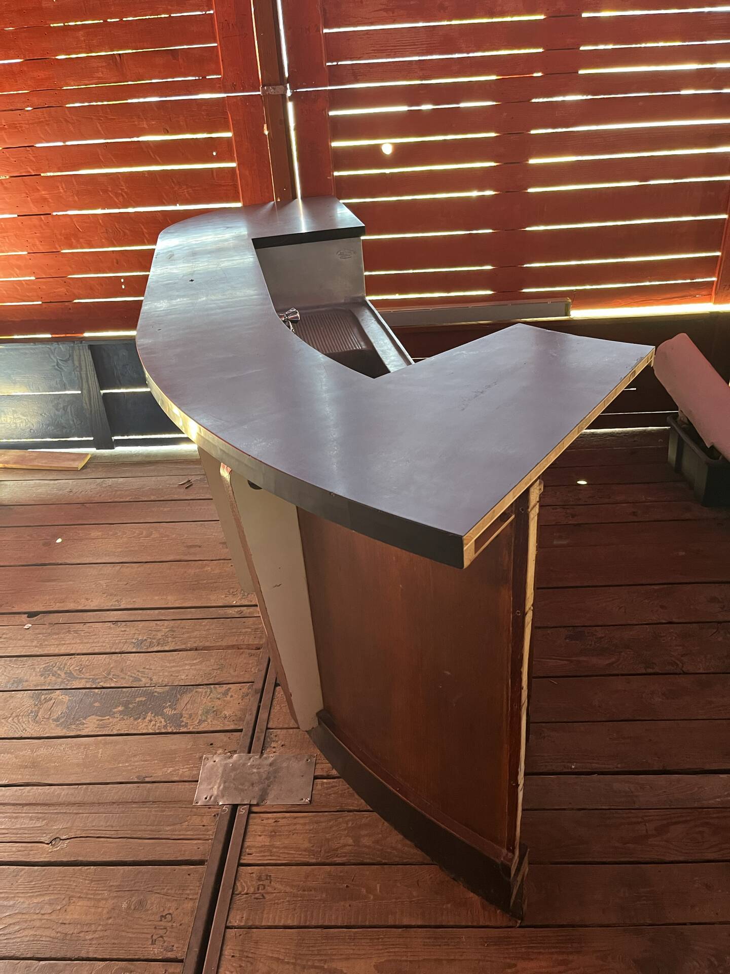 1950s bar in oak and Formica