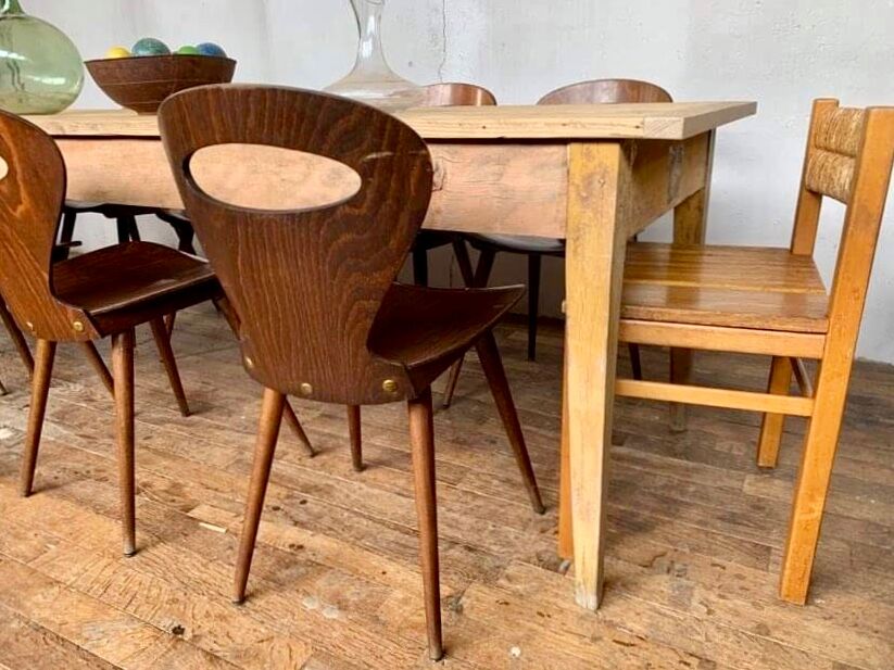 Farm table bistro bar light wood foot fuseau