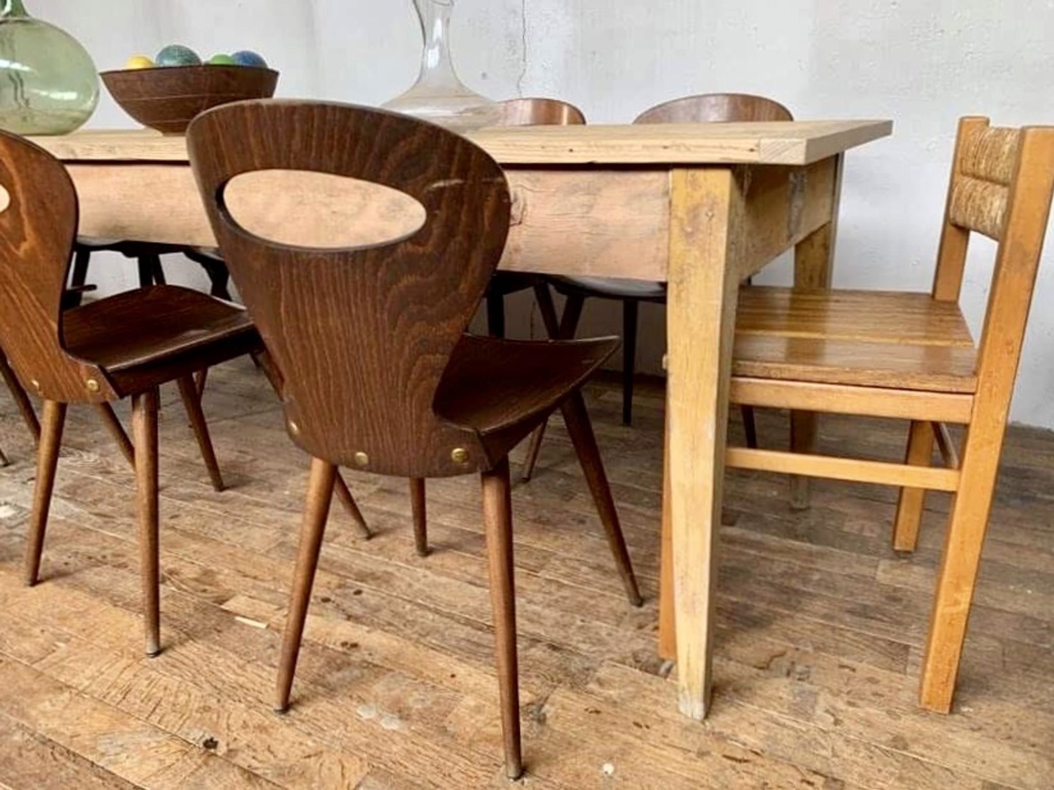 Farm table bistro bar light wood foot fuseau