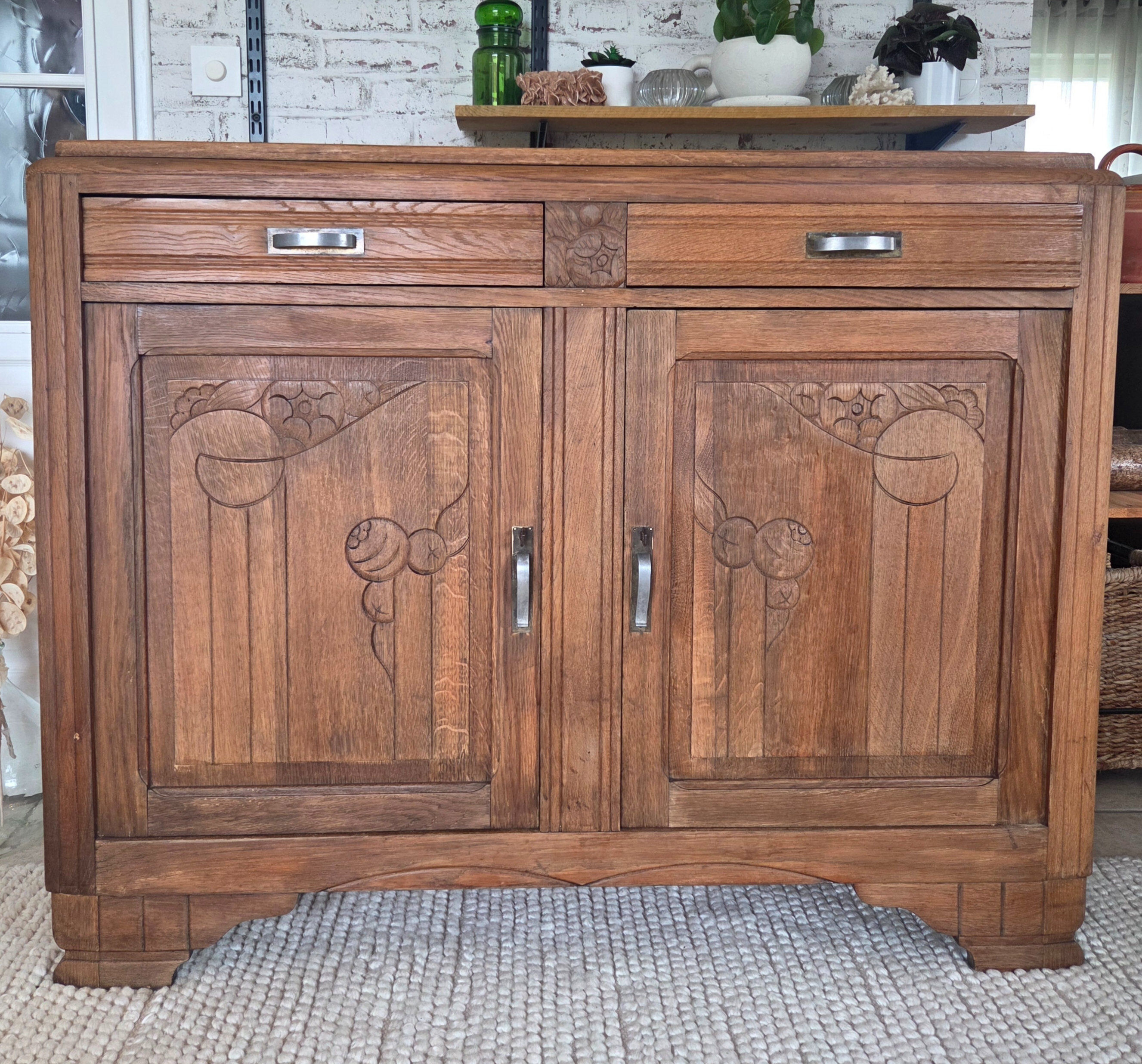 Antique Art Deco buffet in solid oak