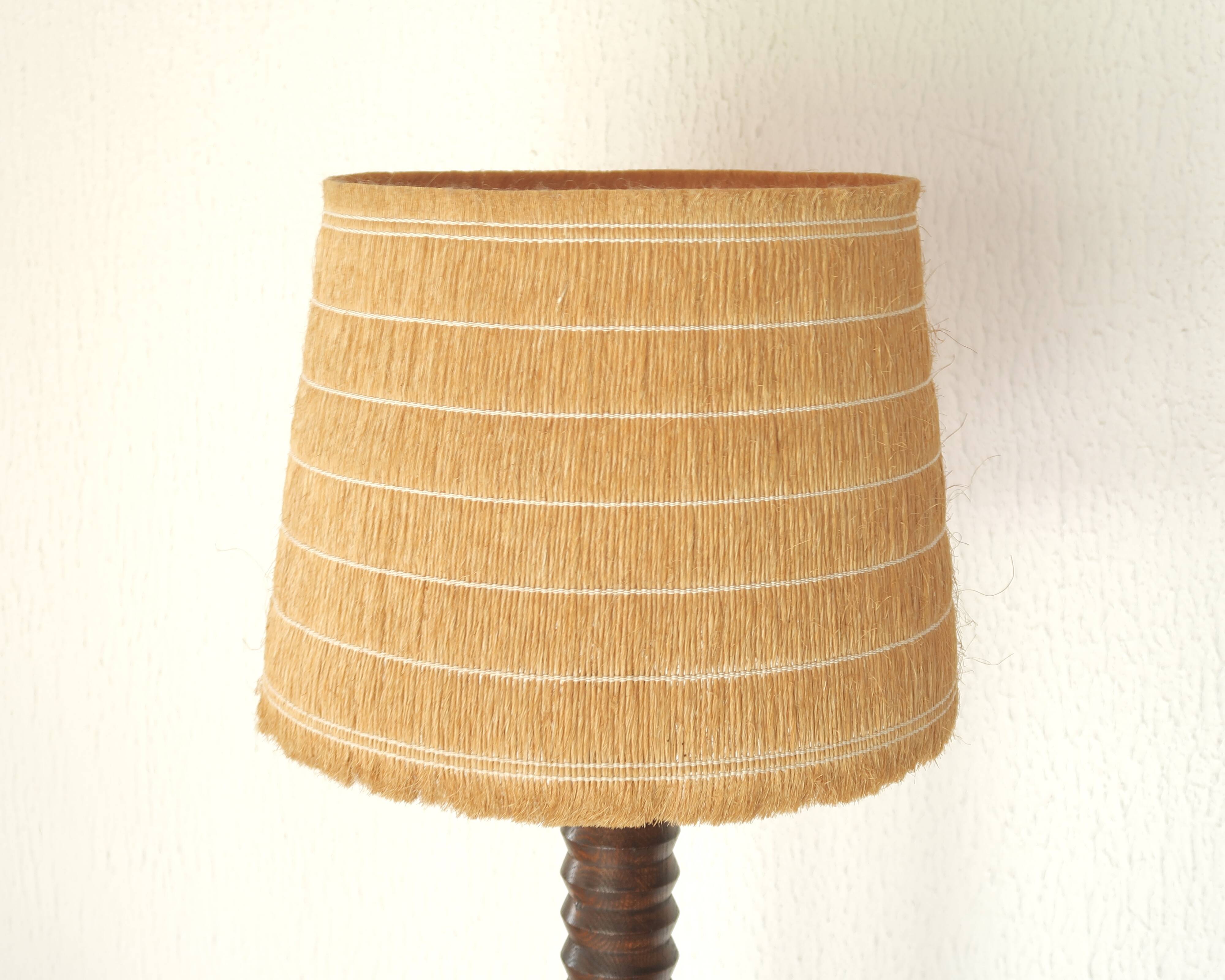 Wooden column floor lamp by Charles Dudouyt, 1940s