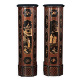 Pair of pedestal columns in chinoiserie style
