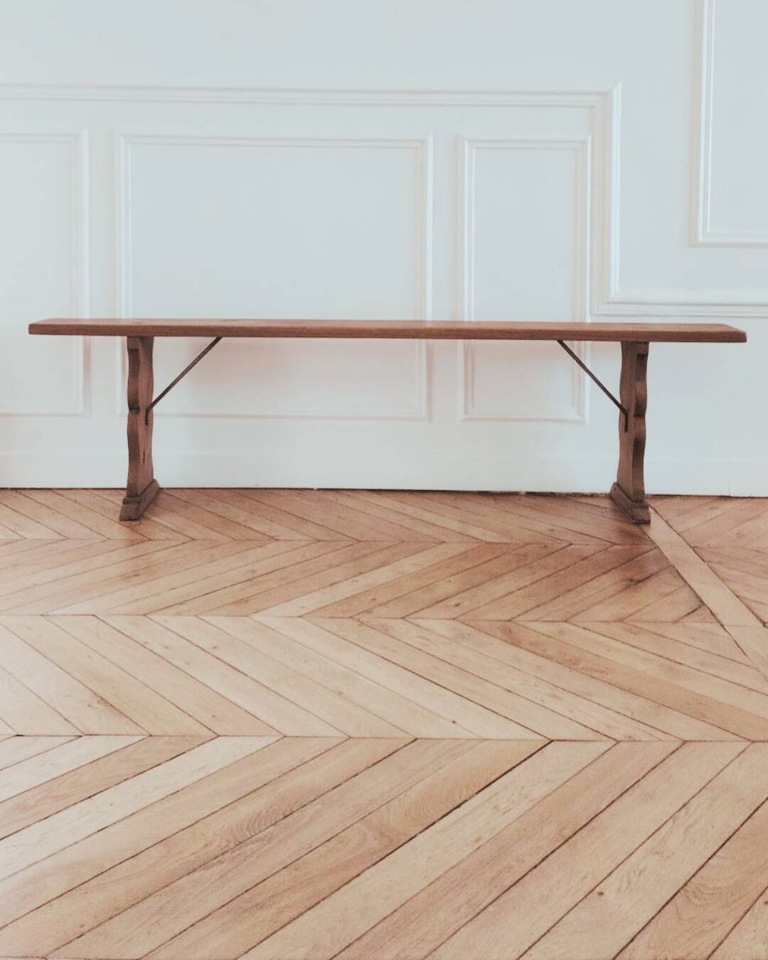 Renovated vintage bench, made of wood - 2 available, sold individually.