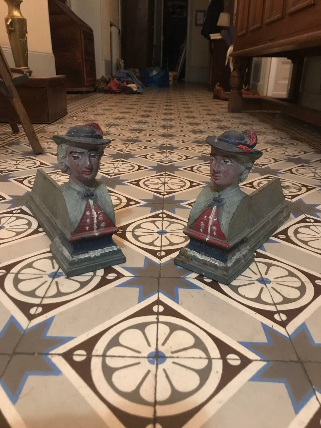 Pair of fireplace andirons