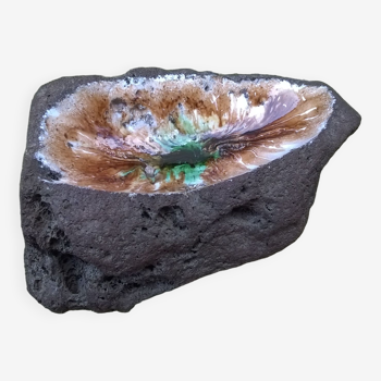 Glazed lava stone ashtray
