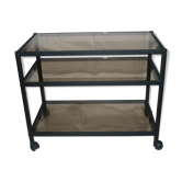 Service wheelchair black metal mate, smoked glass table
