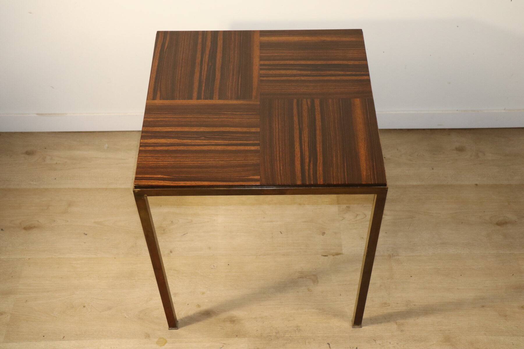 Vintage side table in rosewood & bronze – 1960s