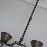 Brutalist wrought iron and copper chandelier, 1960s