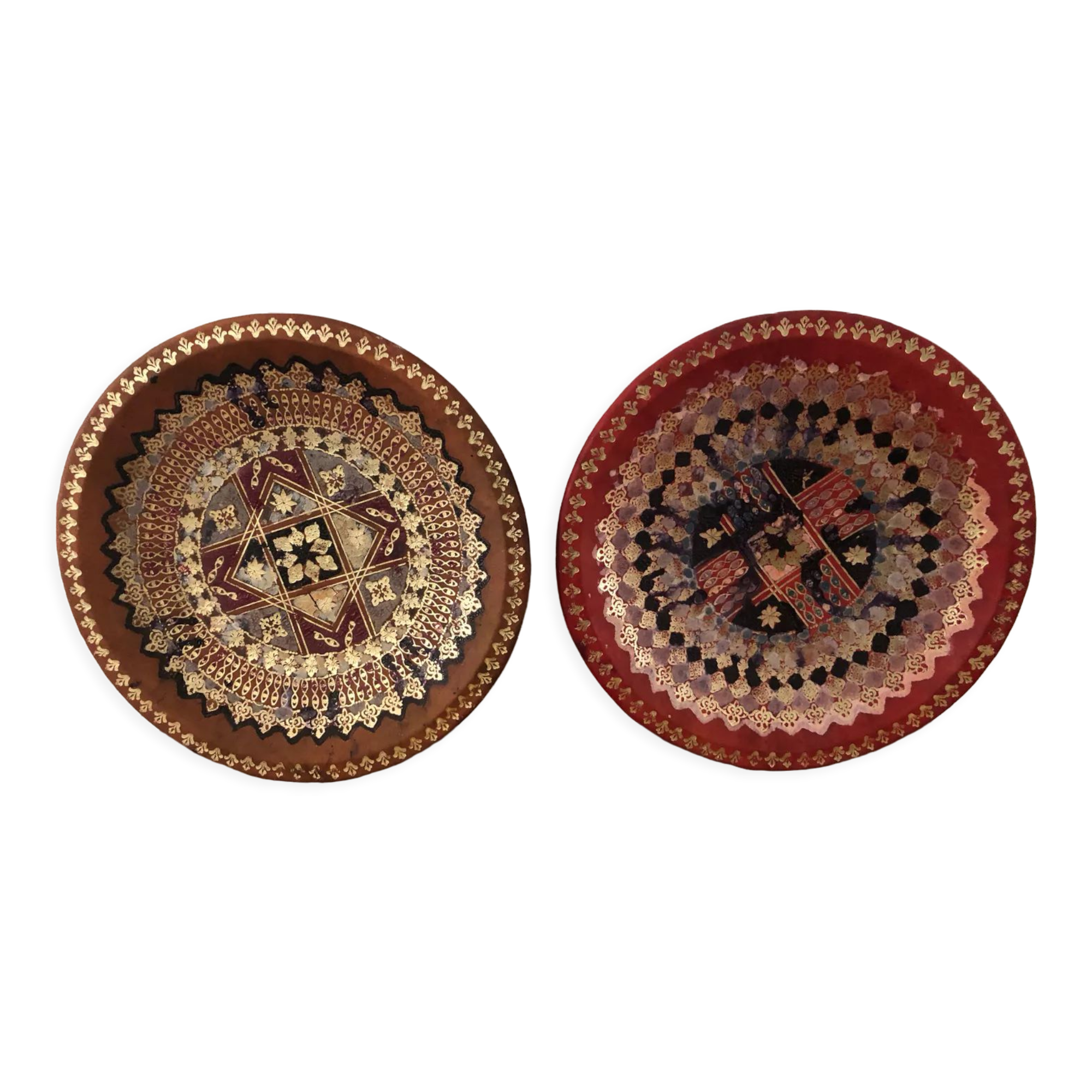 2 assiettes décoratives terre cuite décor marocain faites à la main