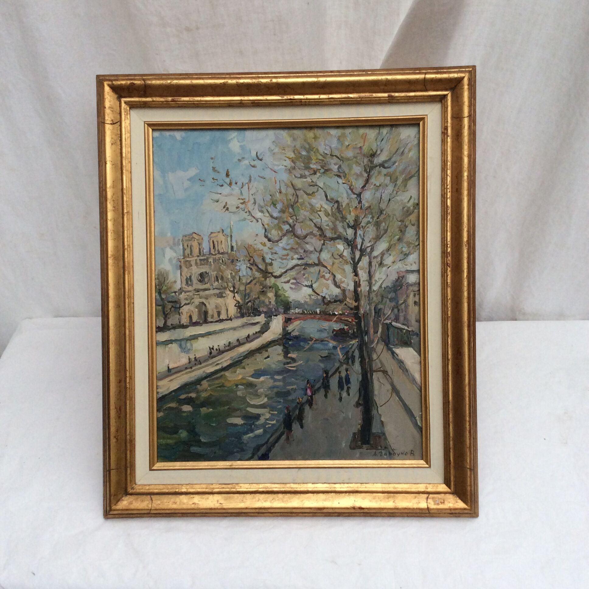 Tableau Huile sur toile signé Paris Notre Dame