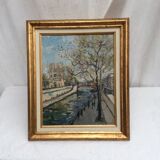 Painting Oil on canvas signed "Paris Notre Dame"