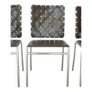 Chaise de salle à manger  cuir et chrome