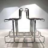 Set of 4 Linea Veam tubular steel bar stools, 1960