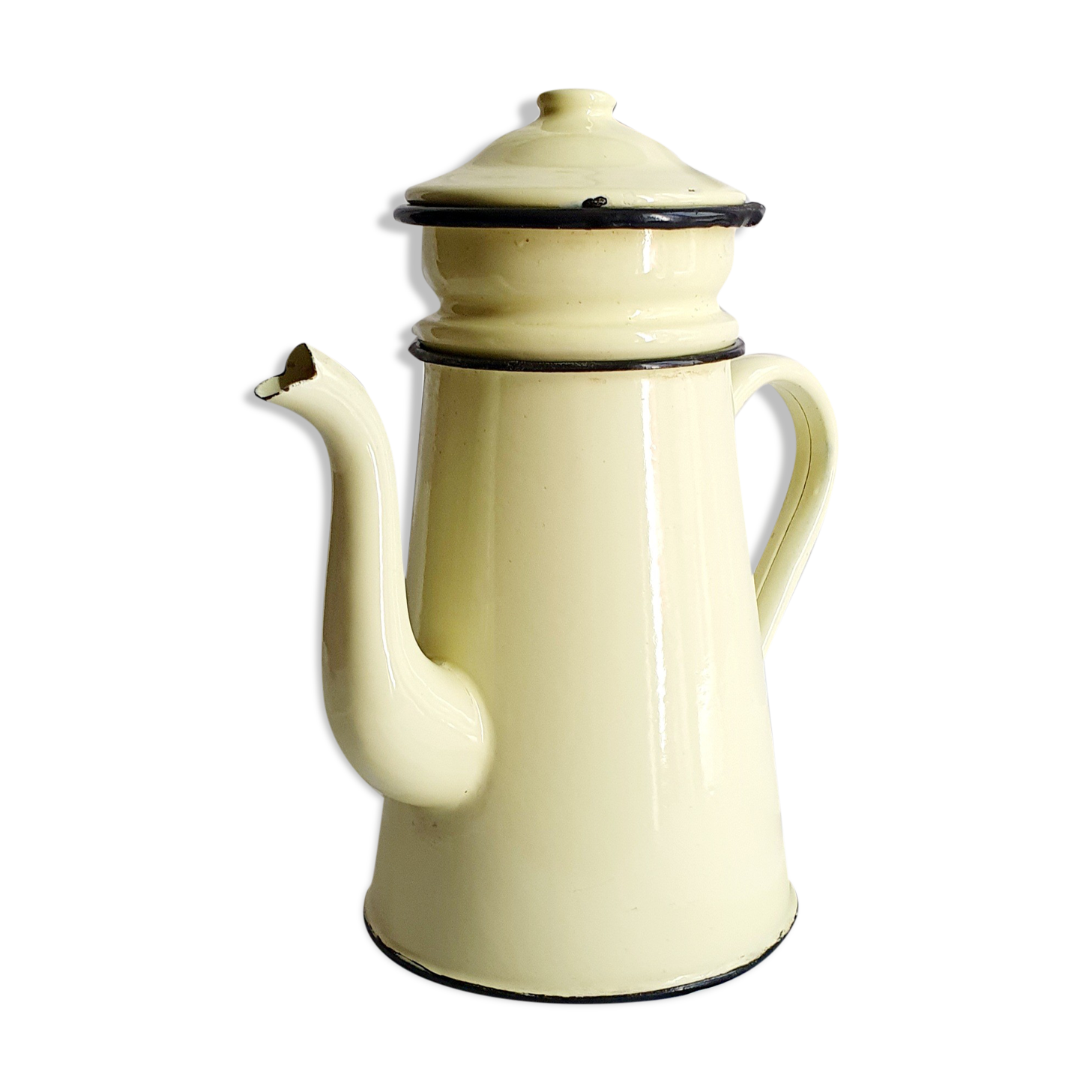 Vintage yellow enamelled coffee maker