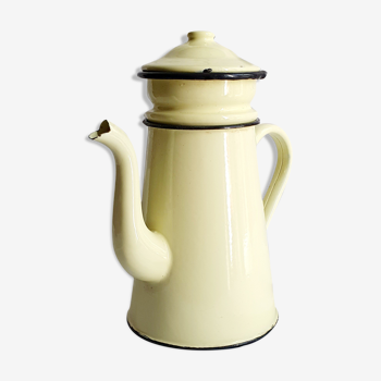 Cafetière émaillée jaune vintage