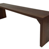 Minimalist vintage sofa design in wengé wood small solid bench