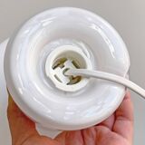 White vintage glass table lamp, mushroom lamp
