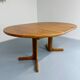 Antique round Scandinavian dining table from the 70s with 1 solid wood extension