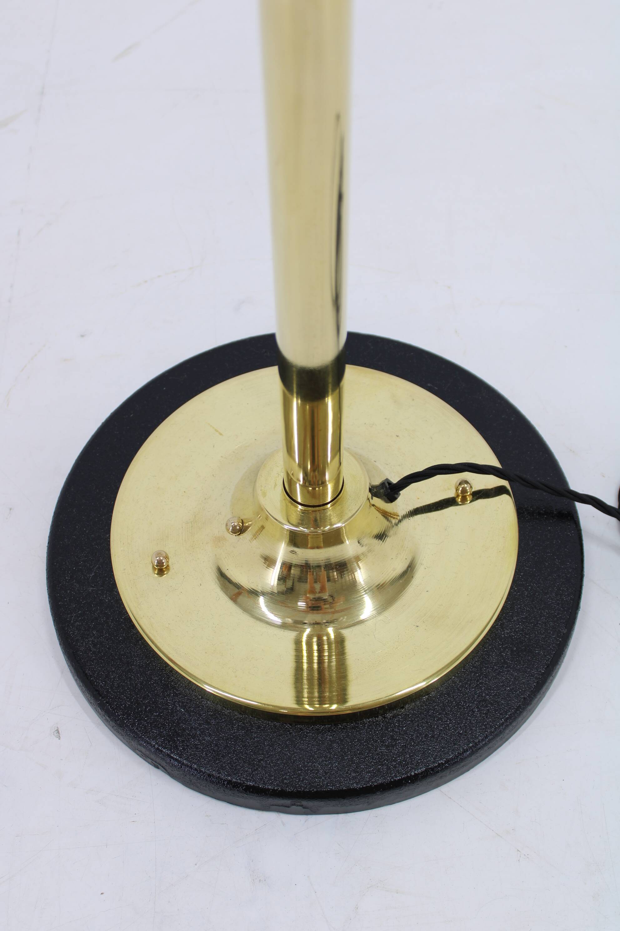 1980s Brass and Glass Floor Lamp, Restored