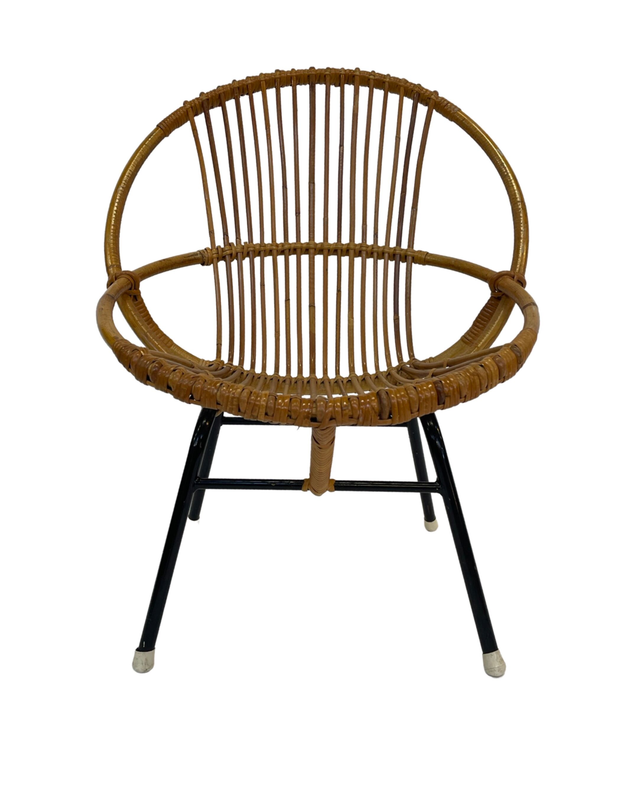 Vintage rattan chair by Dirk van Sliedregt Rohe Noordwolde 1960 in the Netherlands
