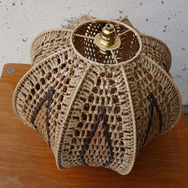 Tri-color rafia pendant vintage pattern year 70