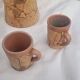 Set of old Corsican cork and terracotta handcrafted pitcher and cup