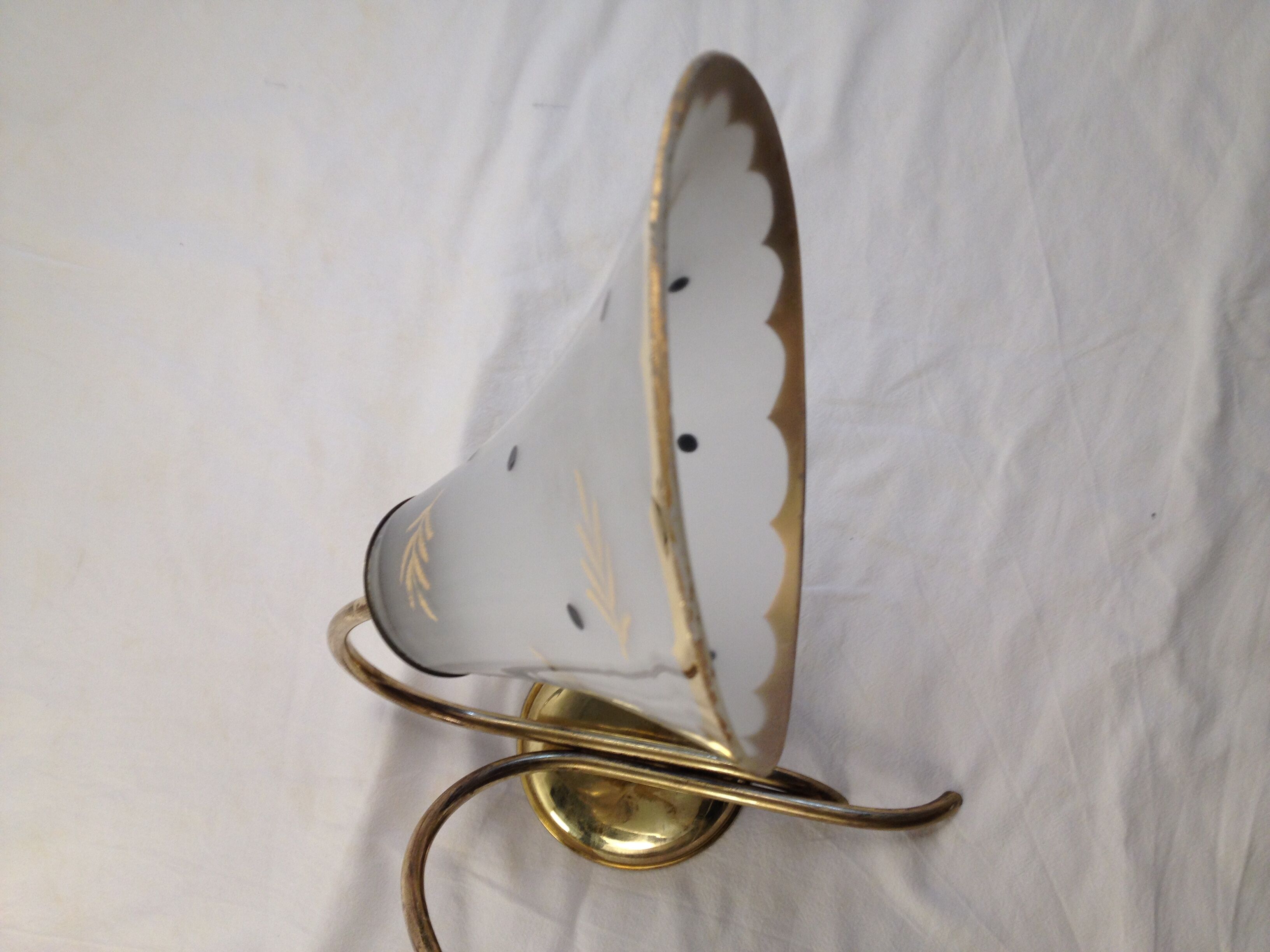 Tulip wall lamp 50s, Vintage, glass and brass