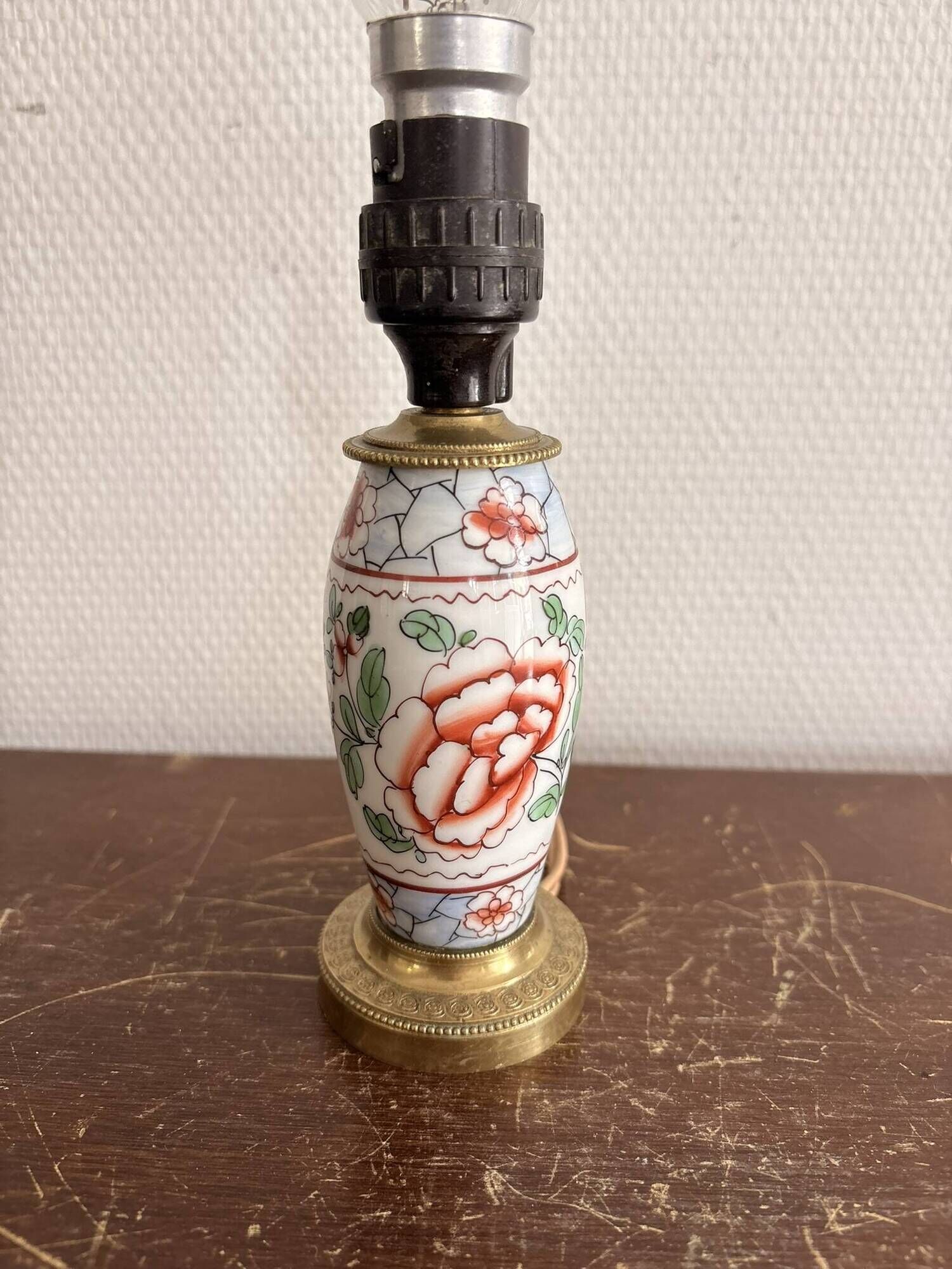 Asian Porcelain Table Lamp with Gilded Brass from China, Japan, Satsuma, Kutani